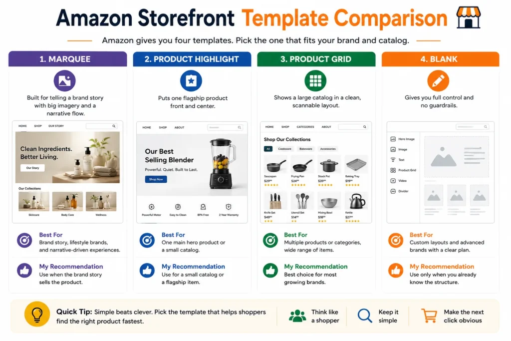 amazon store template comparison