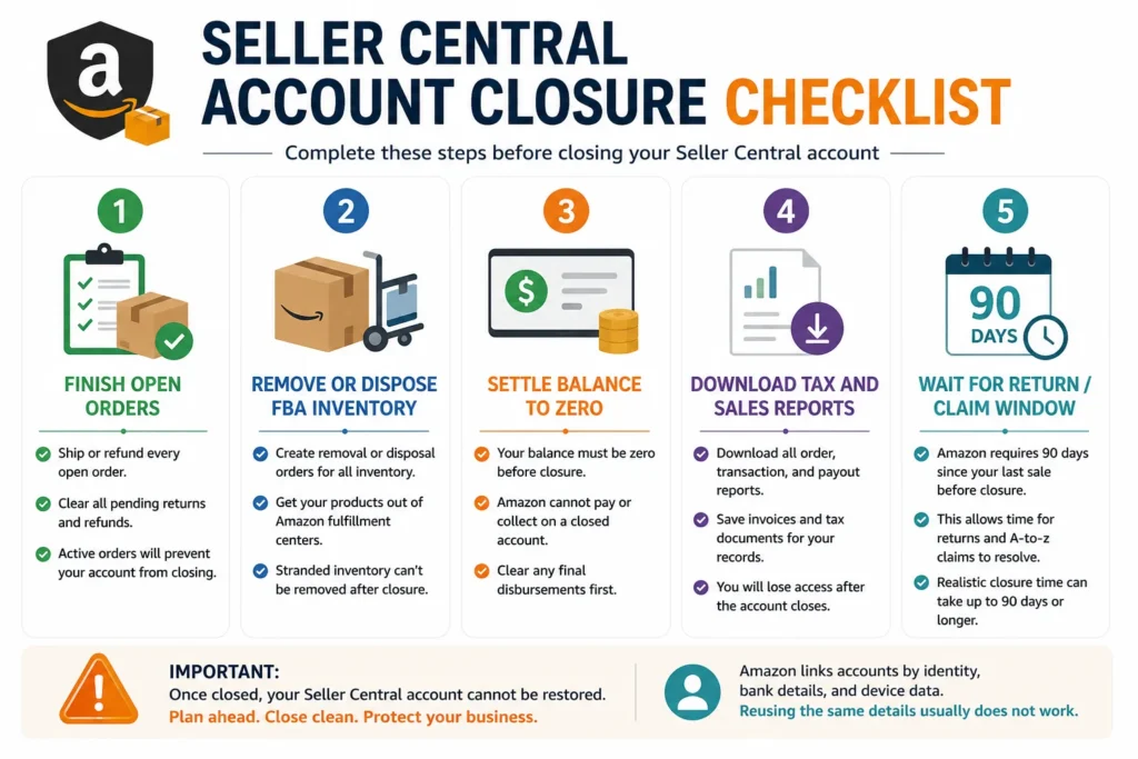 seller central account closure checklist