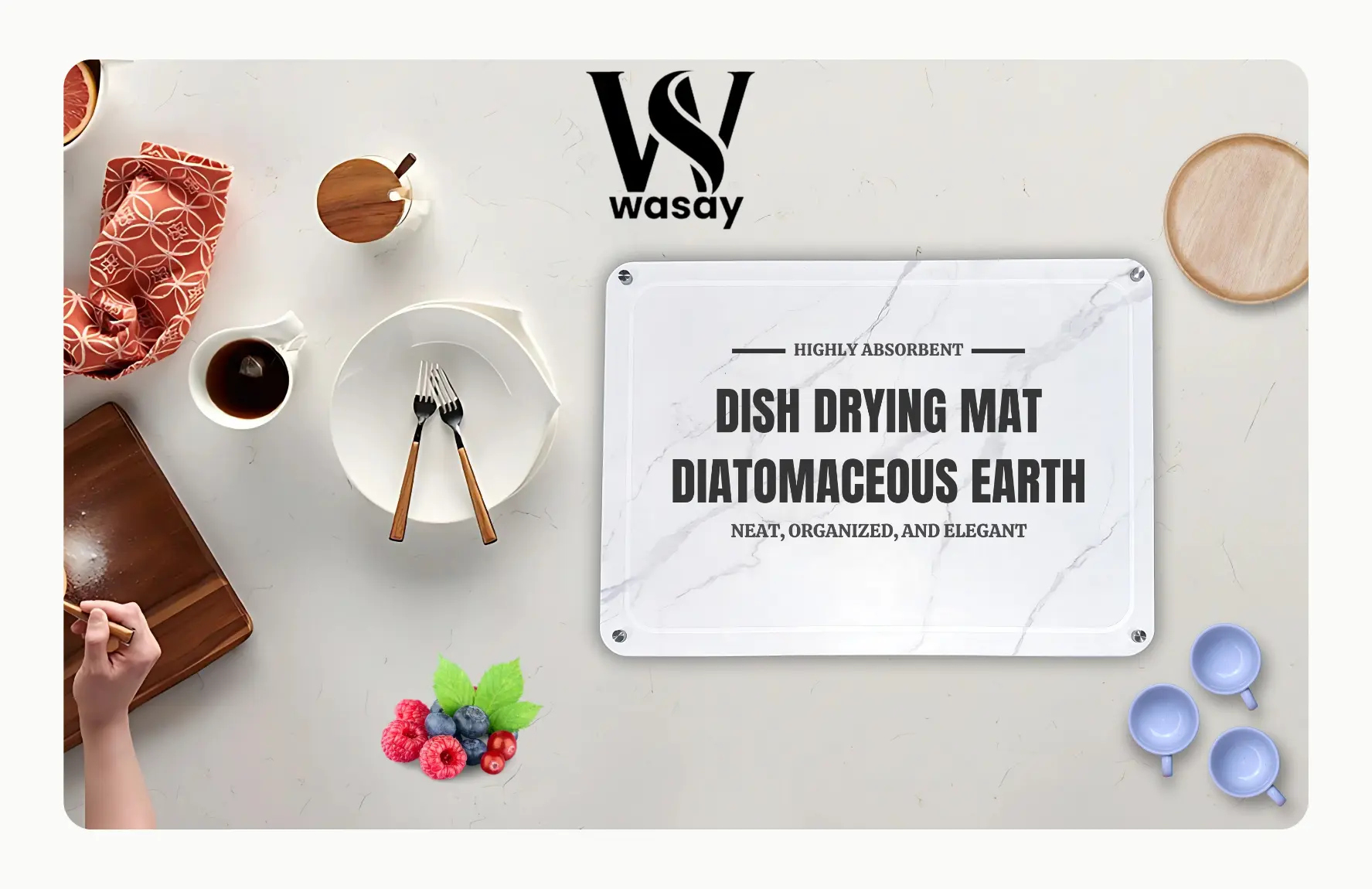 Portfolio 3 A+ content cover for the Wasay diatomaceous earth dish drying mat
